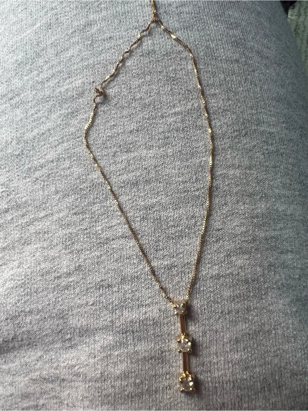 14K Gold Bar diamond past present future  necklace - Picture 2 of 5